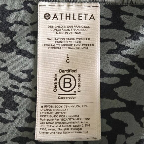 Athleta Salutation Stash Pocket Printed 7/8 Tight - L Teal Print - Picture 6 of 6